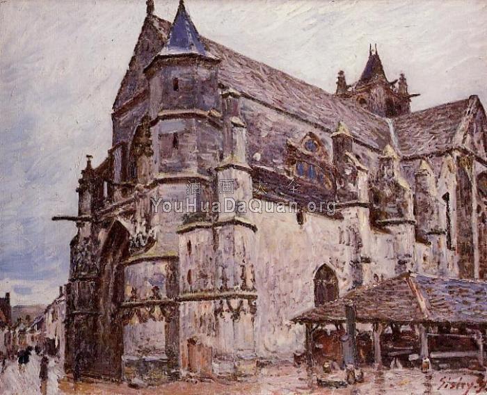 The Church at Moret, Rainy Morning - 阿尔弗莱德·西斯莱